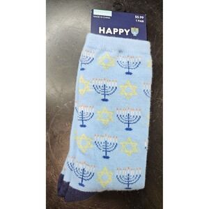 *NWT* Ladies Happy Hanukkah Sox Socks Sz 4-10 Menorah Star of David Lt Blue *NEW